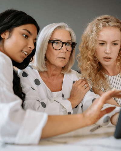 A family across several generations together, reflecting care for every age