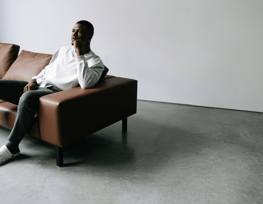 Man relaxed and at ease, feeling like himself again