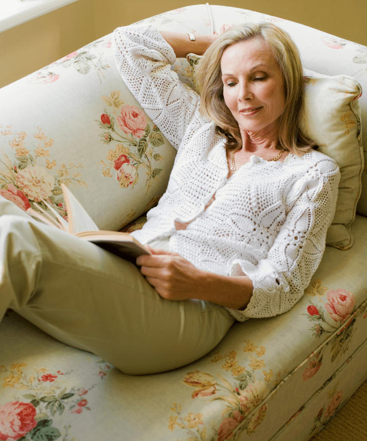 Person relaxed and at ease at home